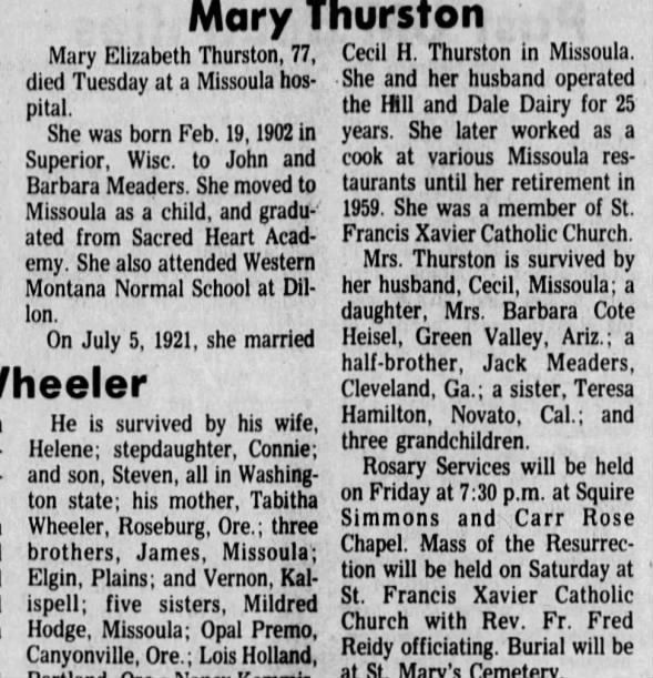 Obituary for Mary Elizabeth Thurston (Aged 77)